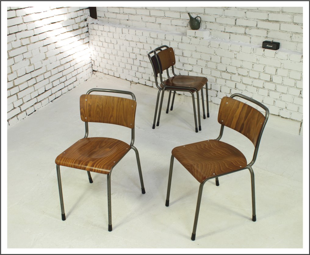 Gispen - W.H. Gispen - Krzesło ogrodowe (4) - Mod. 106 - Drewno, Stal - TU Delft Chair #1.0