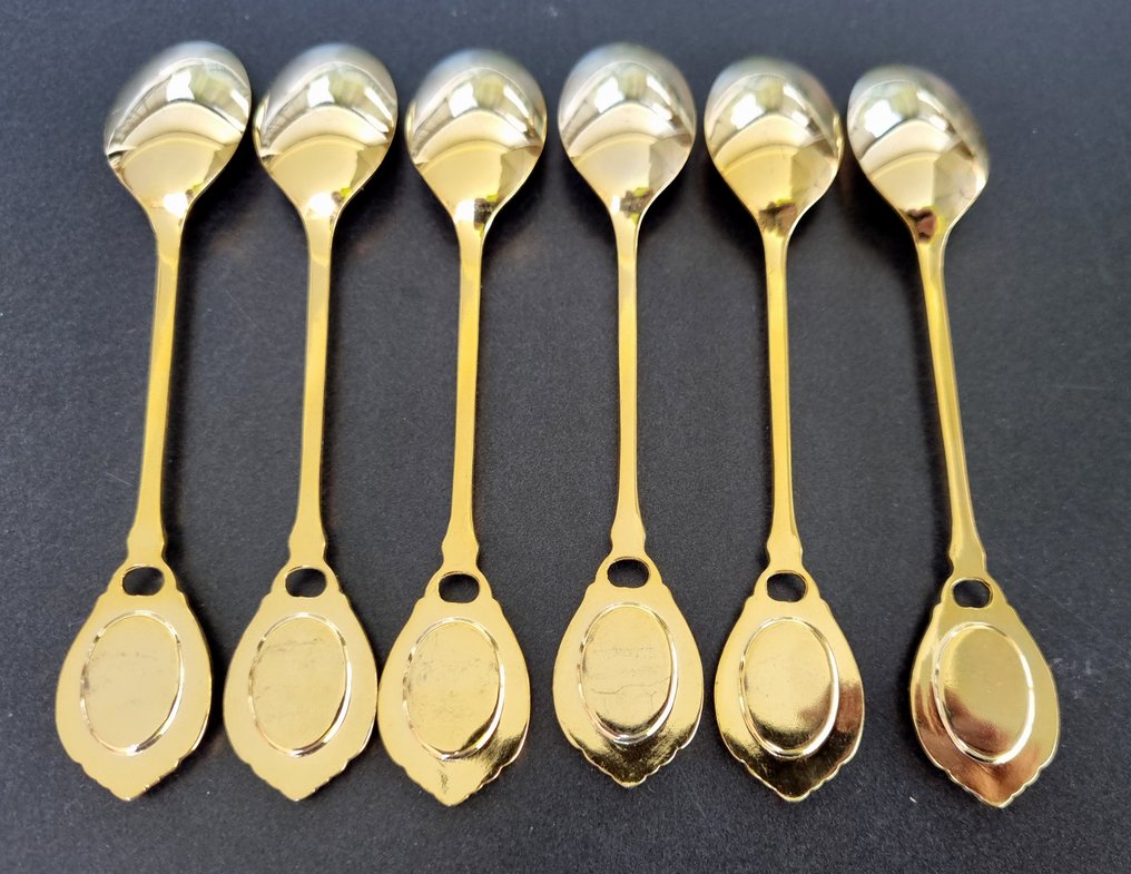 Lomonosov Imperial Porcelain - Table service - 6 teaspoons gold-plated cobalt net 22 karat gold - Porcelain #4.3