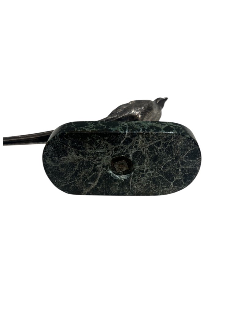 Alfred Jacquemart (1824-1896) - Γλυπτό, Le faisant - 15 cm - Επαργυρωμένος μπρούτζος, πράσινο μάρμαρο #4.3