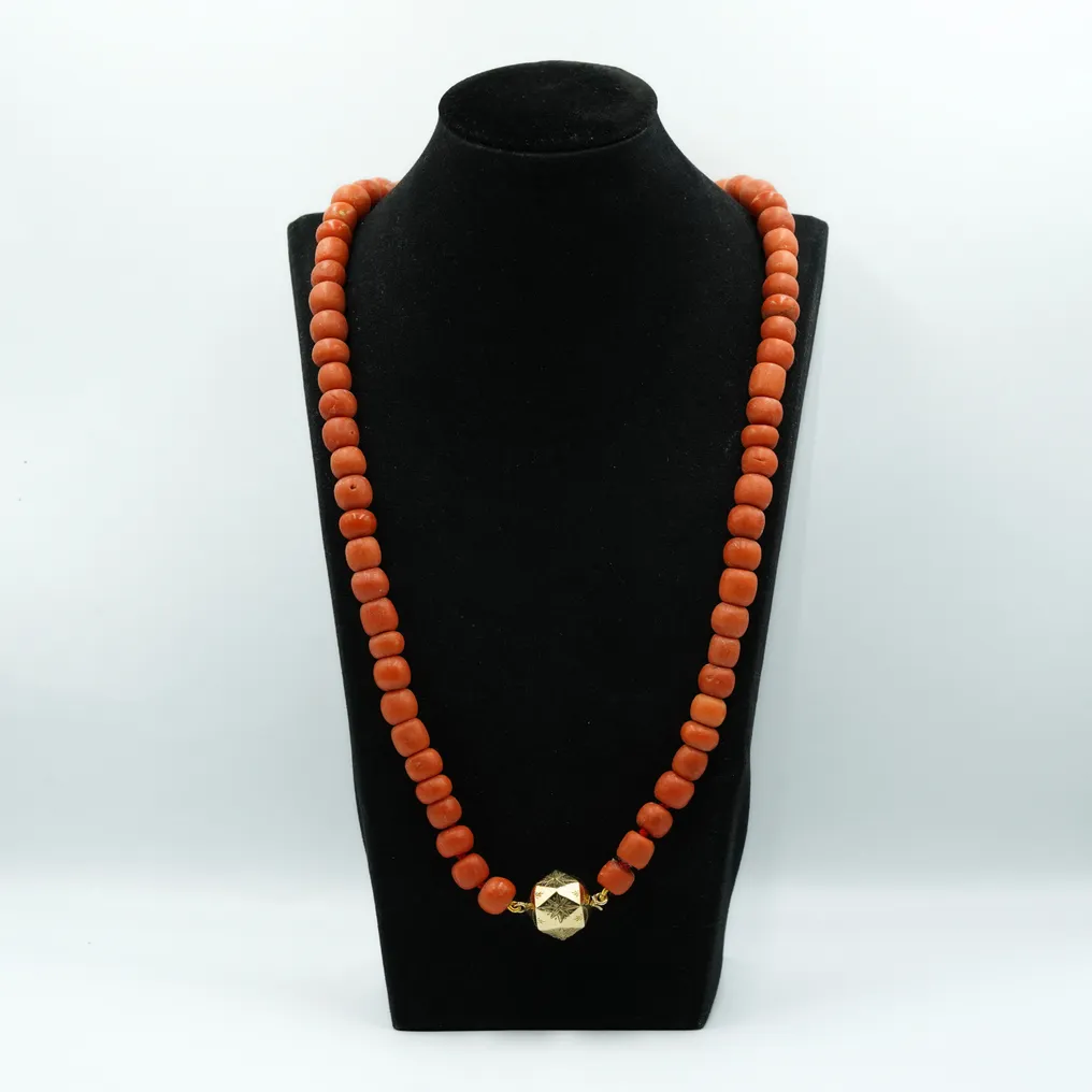 Collier - 14 carats Or jaune Corail rouge #1.0