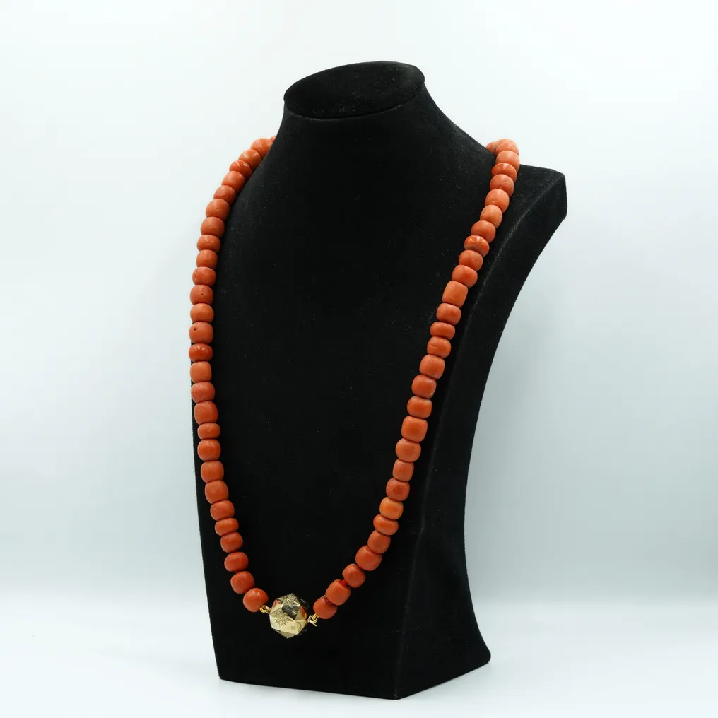 Collier - 14 carats Or jaune Corail rouge #2.1