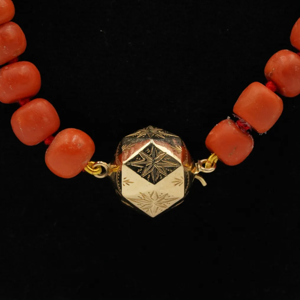 Collier - 14 carats Or jaune Corail rouge #4.3