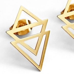 Handmade - 耳环 - 14K包金 黄金 - 几何三角形 #4.3