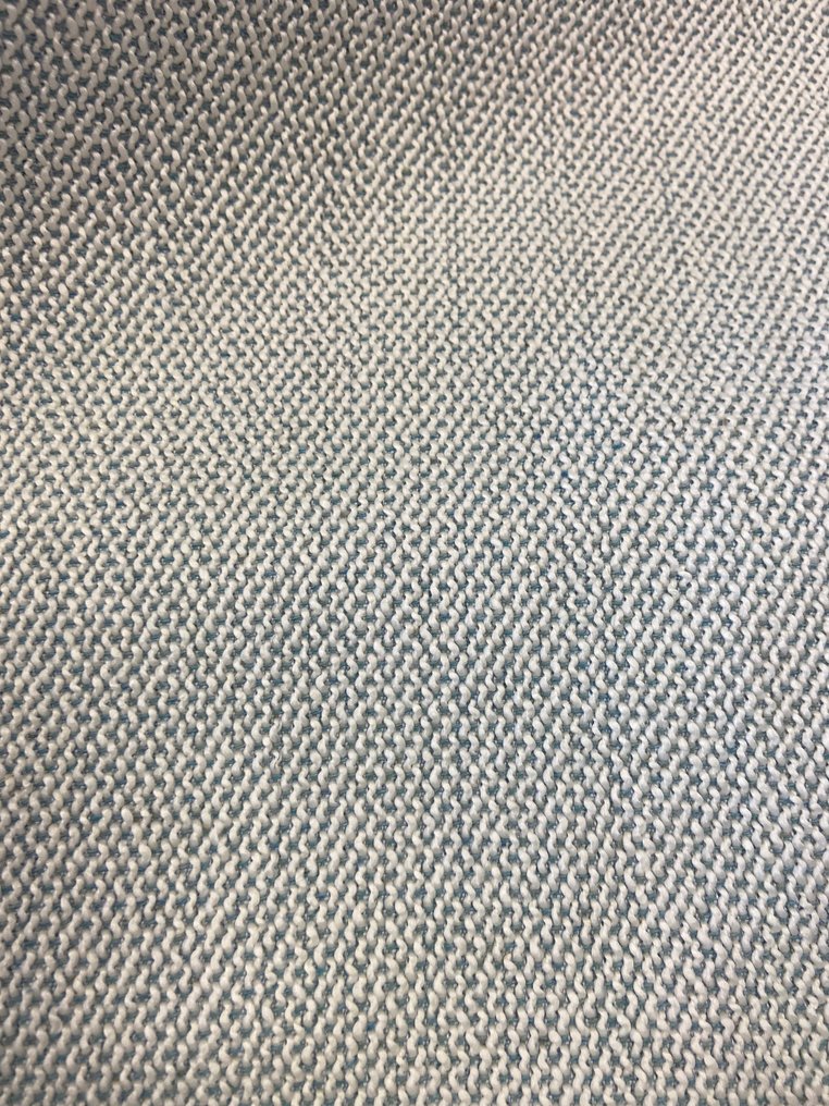 Hochwertiges, weiß-cremefarbenes, gewebtes Gewebe auf azurblauem Hintergrund, hergestellt in - Polsterstoff - 500 cm - 140 cm #4.3