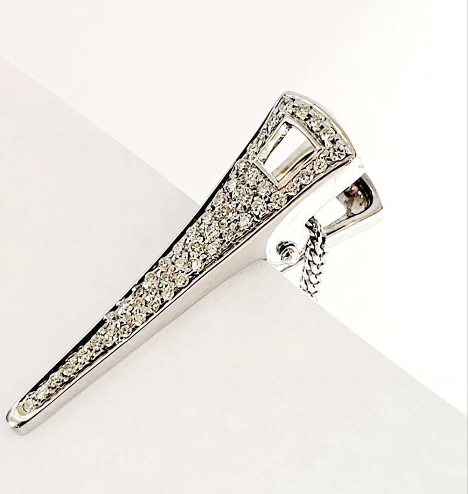 吊坠项链 - 18K包金 白金 - 1.20ct. tw. 钻石 (天然) #1.0