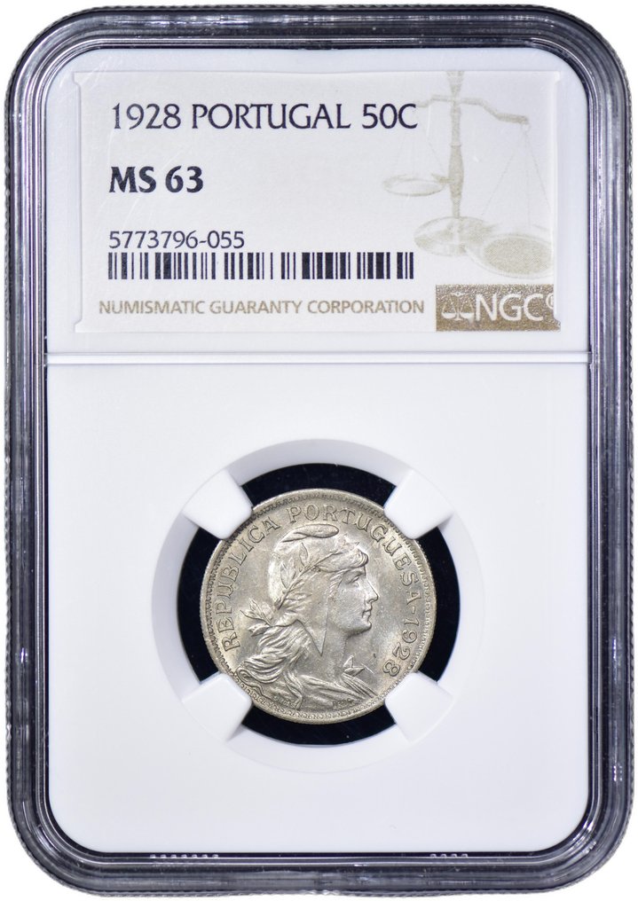 Πορτογαλία. Republic. 50 centavos 1928 - NGC - MS 63 - Escassa #2.1