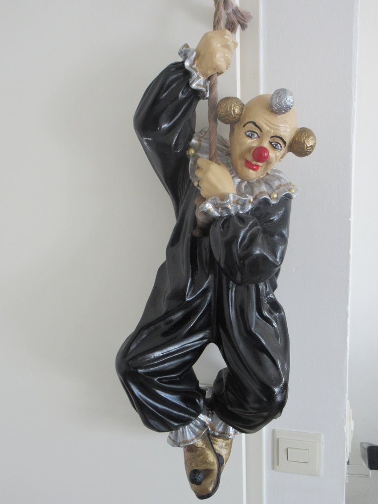 Figurine - Zeldzaam clown-harssculptuur van Jun Asilo uit 1996. Gesigneerd - Resin #1.0