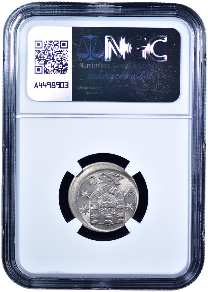 Portugal. Republic. 2 ½ Escudos 1974 - NGC - MINT ERROR MS 64 - Erro de Cunhagem #3.2