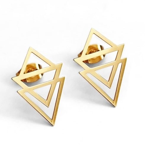 Handmade - 耳环 - 14K包金 黄金 - 几何三角形 #1.0