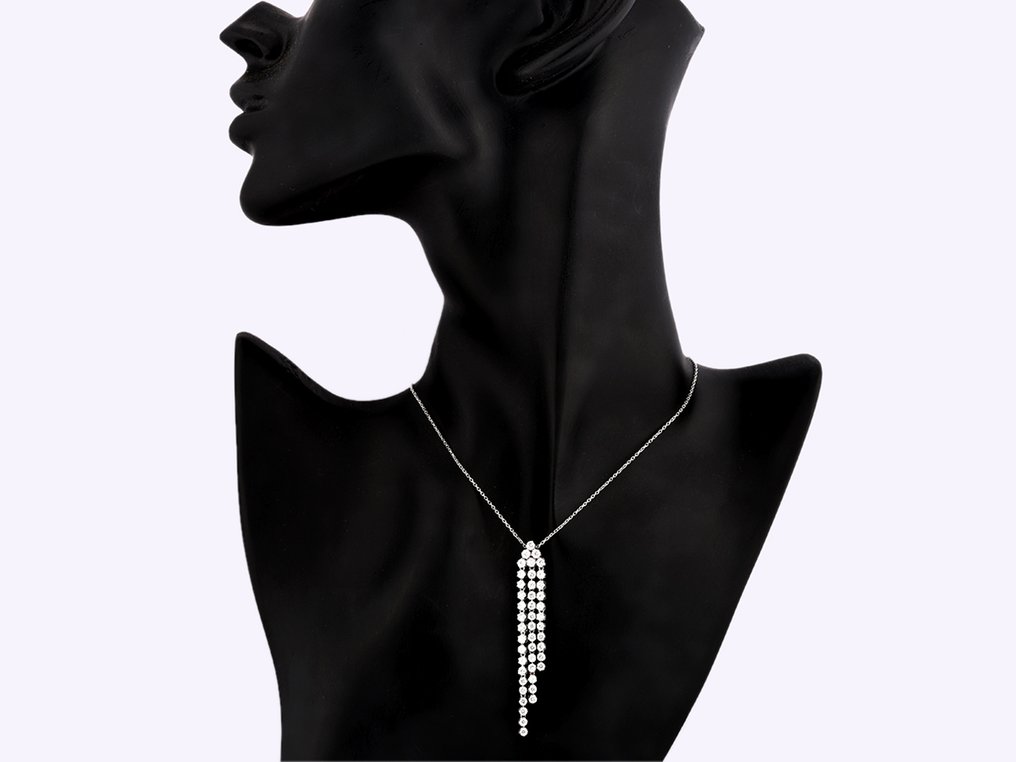 Κολιέ με μενταγιόν - 14 καράτια Λευκός χρυσός -  2.02ct. tw. Διαμάντι (Εργαστηριακής καλλιέργειας) #4.3