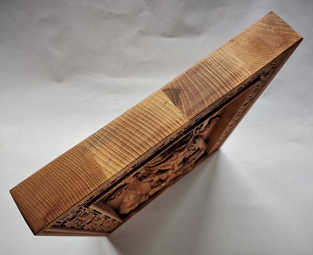 Icon - Beautiful wooden carved icon of Christ Pantocrator, 32/25/3.4 cm. - Oak #4.3