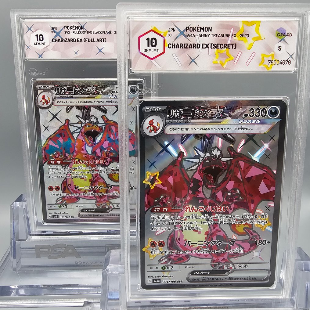 Pokémon - 2 Graded card - X2 CHARIZARD EX Full Art & Secret - Graad 10 #3.2