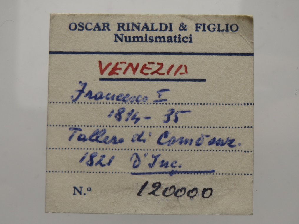 意大利,伦巴第-维内蒂亚王国 Francesco I. Tallero di Convenzione 1821 Venezia #2.1