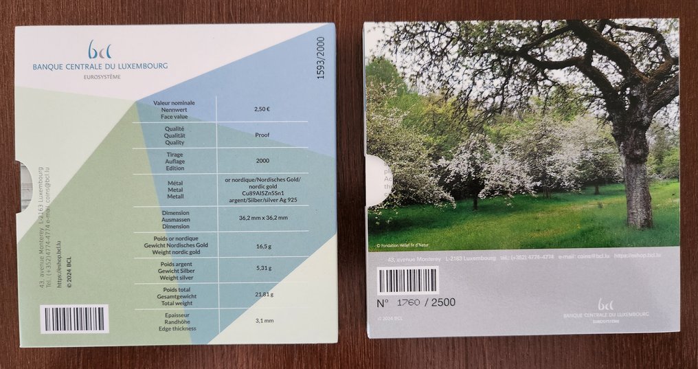 Luxembourg. 2 1/2 Euro / 5 Euro 2024 "Barrage d'Esch-sur-Sûre" + "Chouette Cheveche" (2 coins) Proof (No reserve price) #2.1