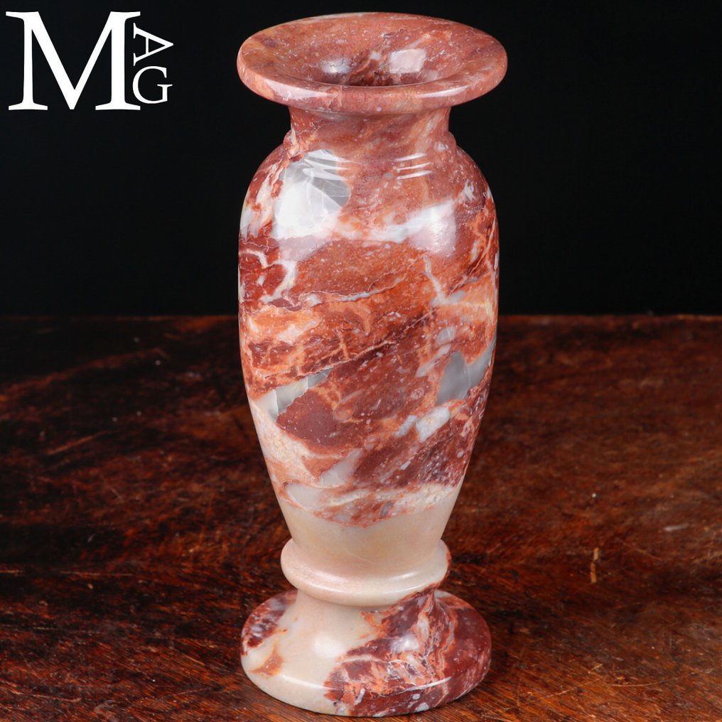 花瓶，由抛光玫瑰大理石制成 - 高度: 250 mm - 闊度: 100 mm- 2667 g #4.3