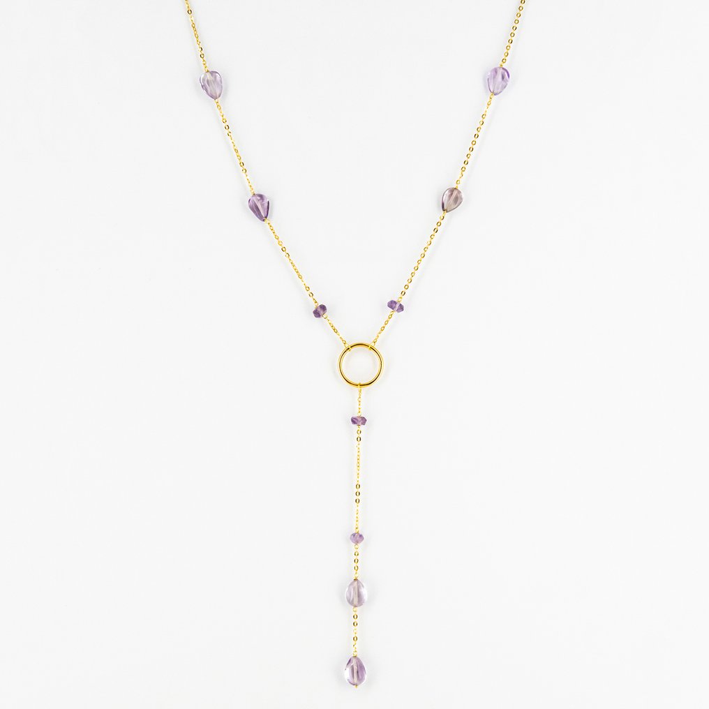 2-osainen korusetti - 18 kt. Keltakulta Ametisti #1.0