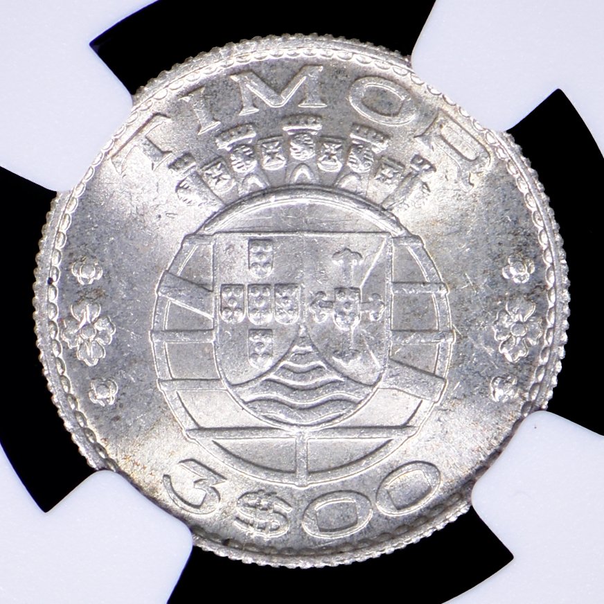 葡萄牙 帝汶岛. Republic. 3 Escudos 1958 - NGC - MS 64 #1.0