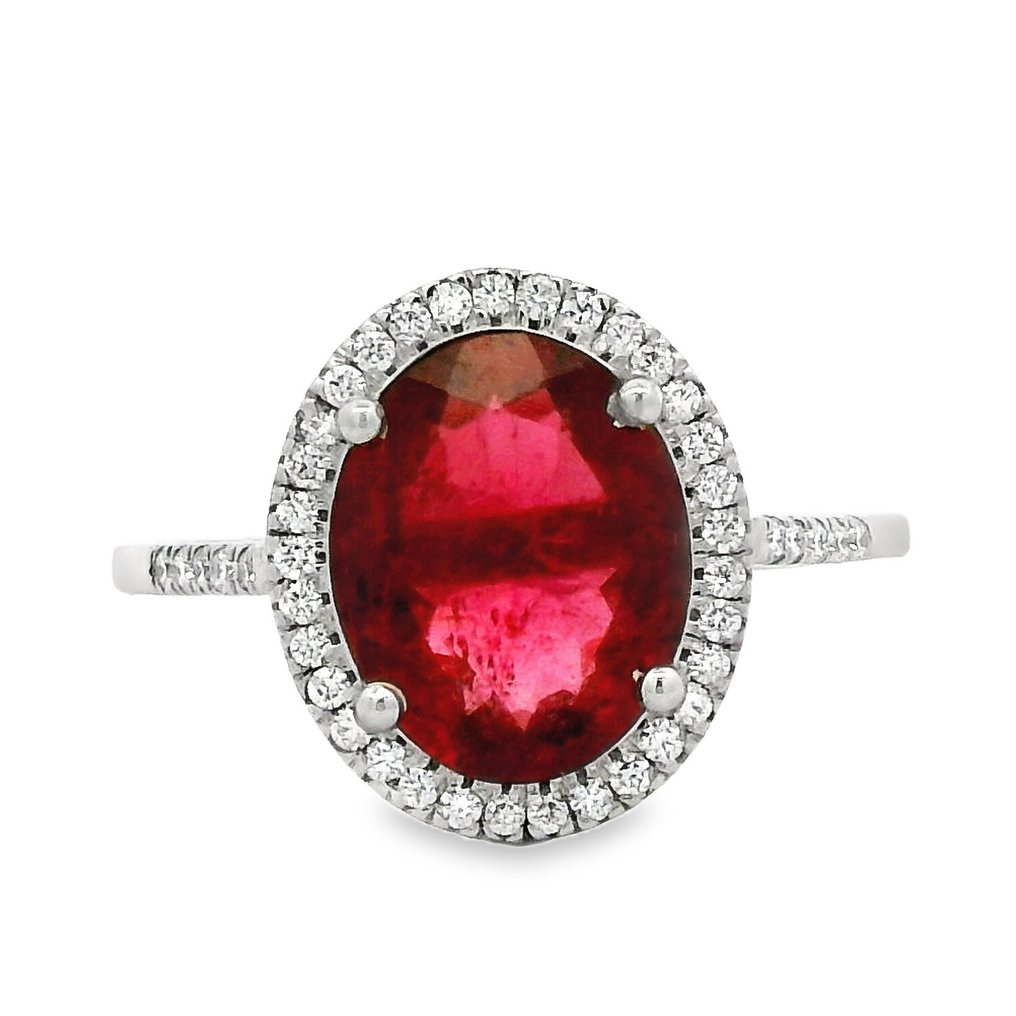 Ring Platinum -  2.13ct. tw. Tourmaline - Diamond #1.0