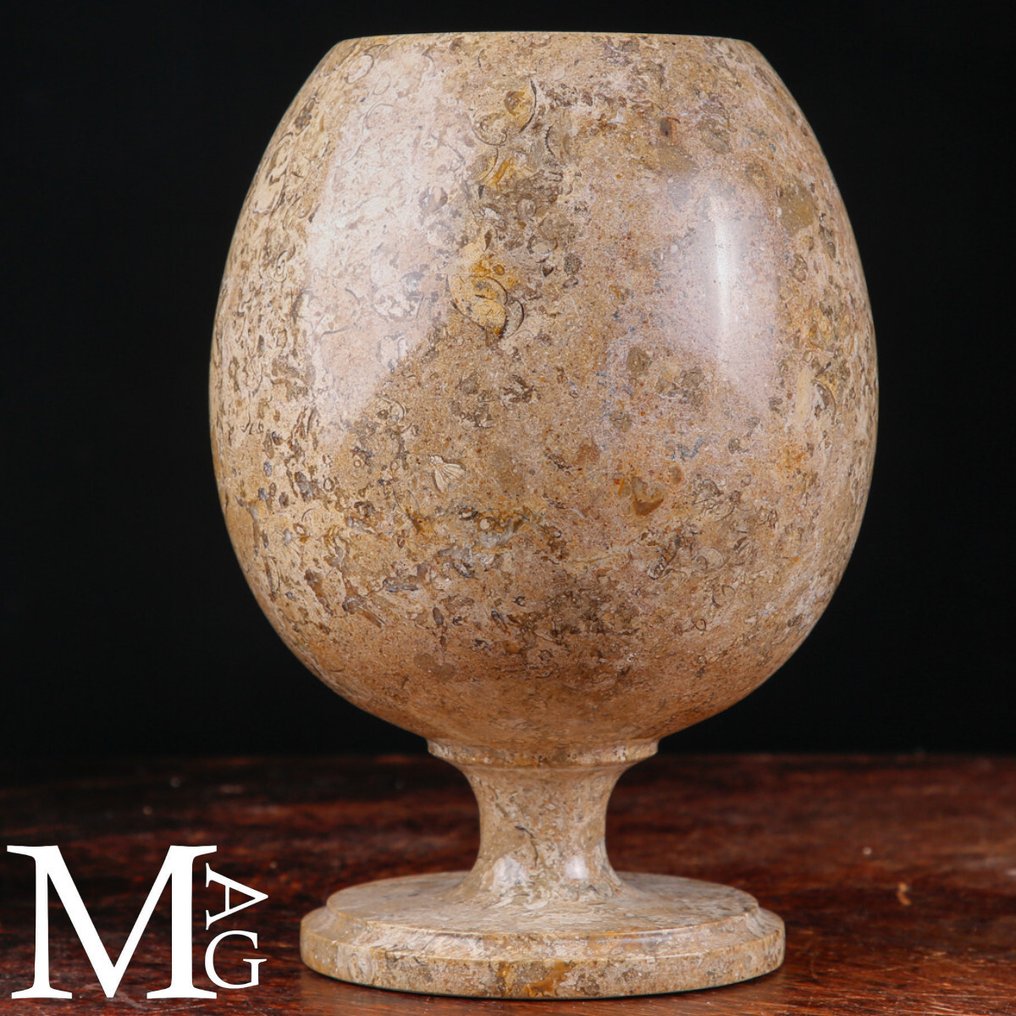 Fossiles Sediment Großes ornamentales Glas aus fossilem Marmor. - Höhe: 210 mm - Breite: 140 mm- 1448 g #4.3