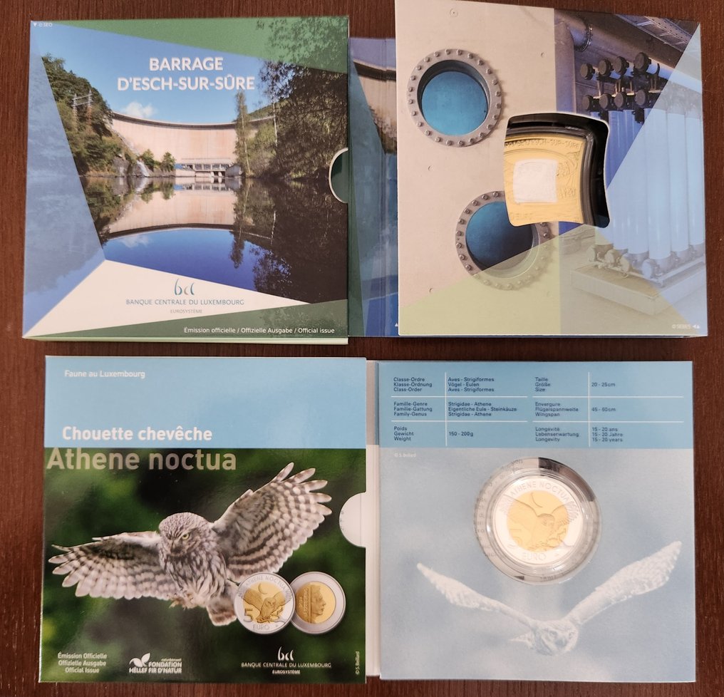 Luxembourg. 2 1/2 Euro / 5 Euro 2024 "Barrage d'Esch-sur-Sûre" + "Chouette Cheveche" (2 coins) Proof (No reserve price) #1.0