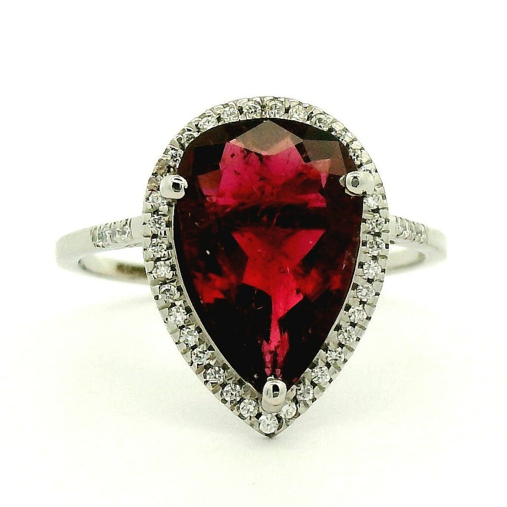 Ring Platinum -  2.66ct. tw. Tourmaline - Diamond #1.0