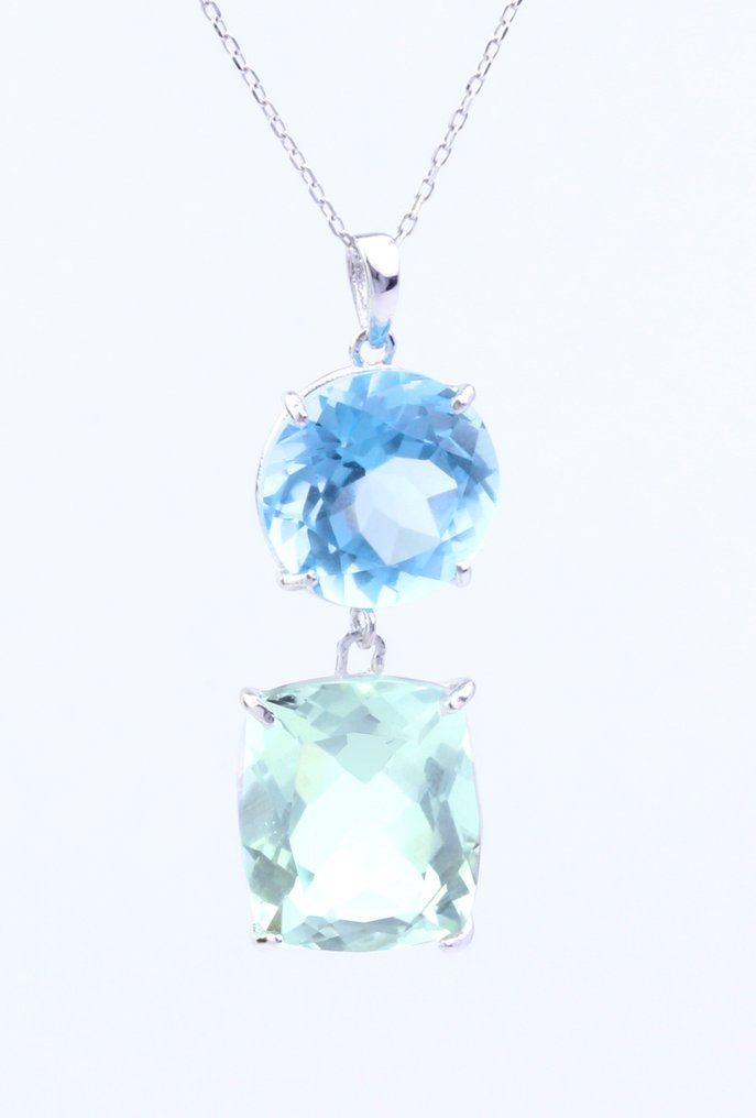 没有保留价 - 项链 - 14K包金 白金 石英 - 黄宝石 #3.2