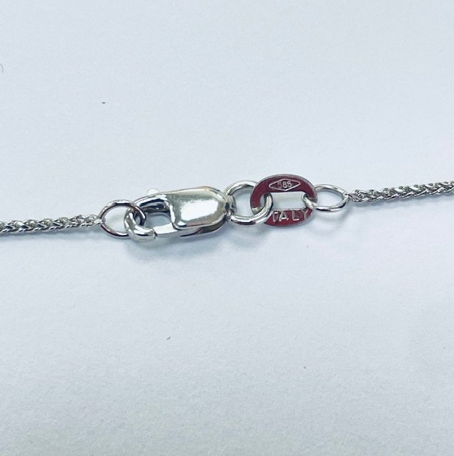 Κολιέ με μενταγιόν - 14 καράτια Λευκός χρυσός - 0.45ct. tw. Διαμάντι (Φυσικό) - Κρεμαστό με ανοιχτή καρδιά. #2.1