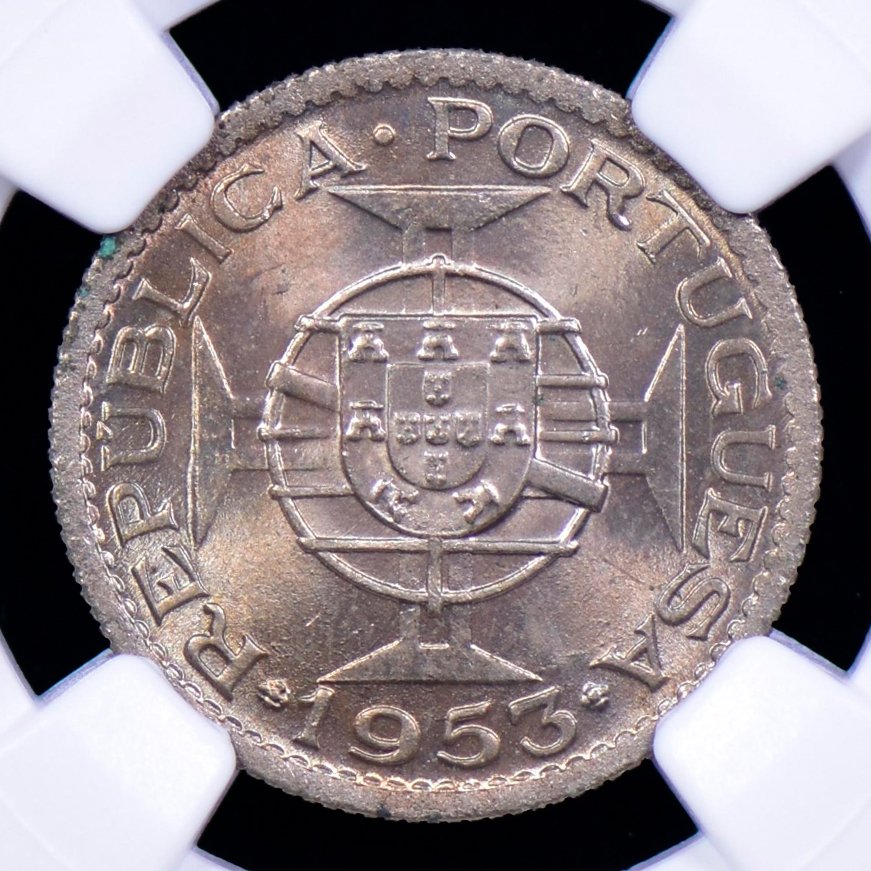 Angola portoghese. Republic. 2 ½ Escudos 1953 - NGC - MS 64 #1.0