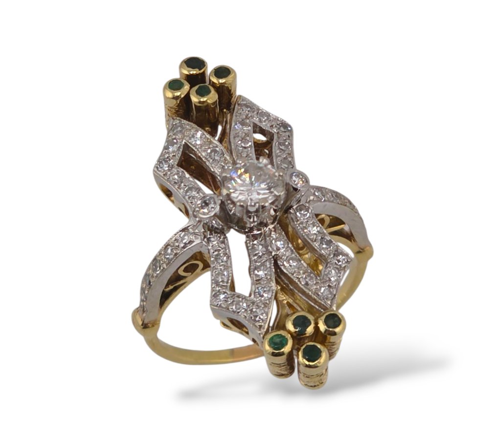 戒指 - 14K包金 黄金, 古董爱德华时代14K黄金和2.56克拉钻石戒指 -  2.56ct. tw. 钻石 (天然)  #1.0