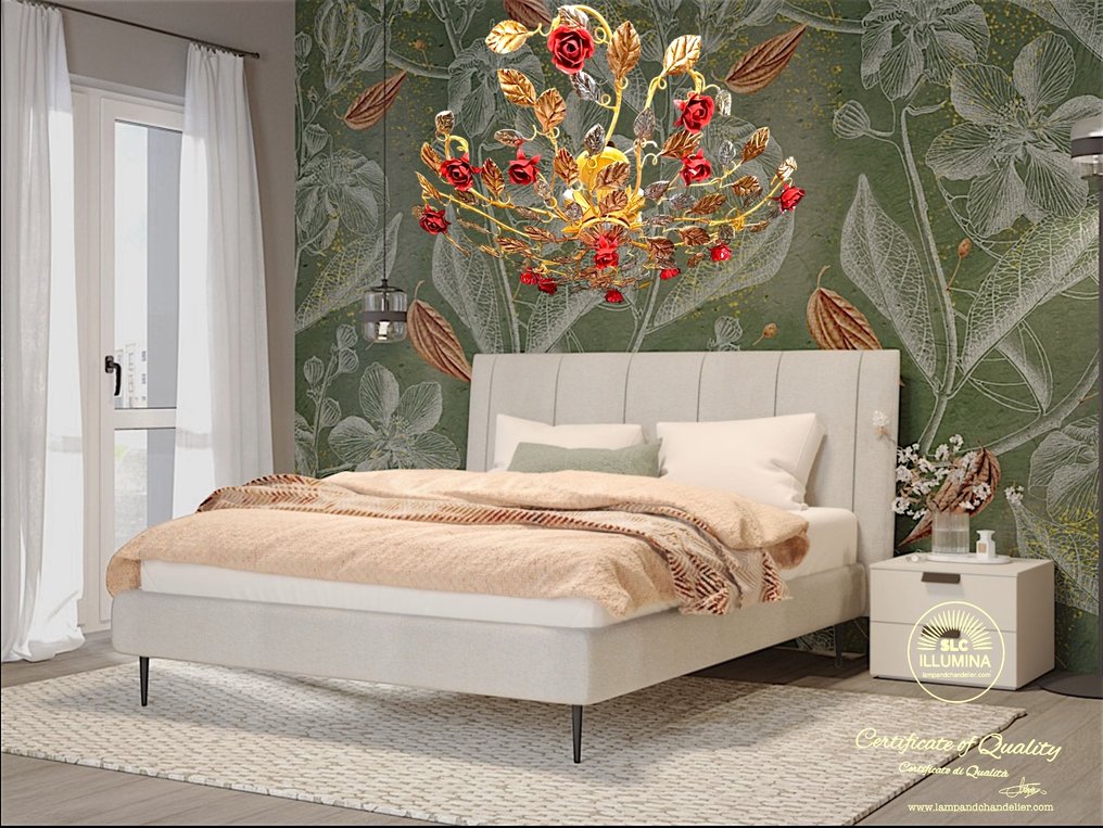 SLC Illumina - MG - Φωτιστικό οροφής - Σφυρήλατος σίδηρος - Χρυσός κυματισμός arg 6 Luci #3.2