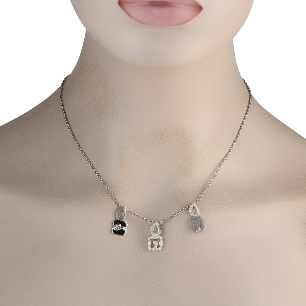 La Nouvelle Bague - Κολιέ με μενταγιόν - 18 καράτια Κολιέ με γούρι από 18K λευκόχρυσο και διαμάντι 0,33 καρατίων, Λευκός χρυσός -  0.33ct. tw. #1.0