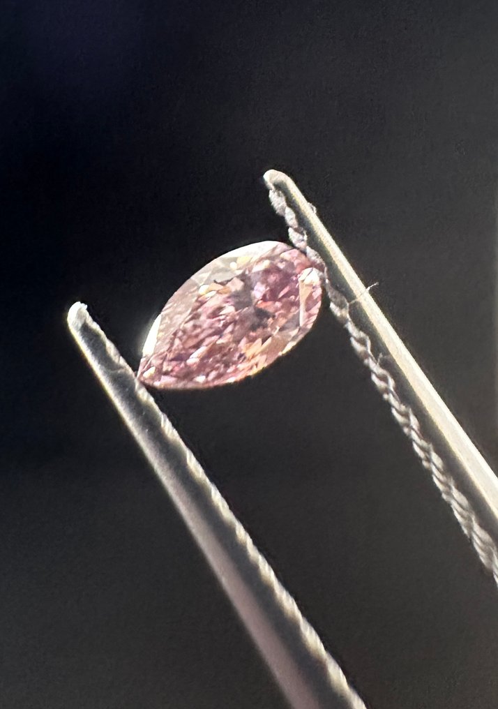 1 pcs Diamant (Colorat natural) - 0.09 ct - Pară - Fancy intense maroniu Roz - VS1 - IGI (Institutul gemologic internațional) #1.0