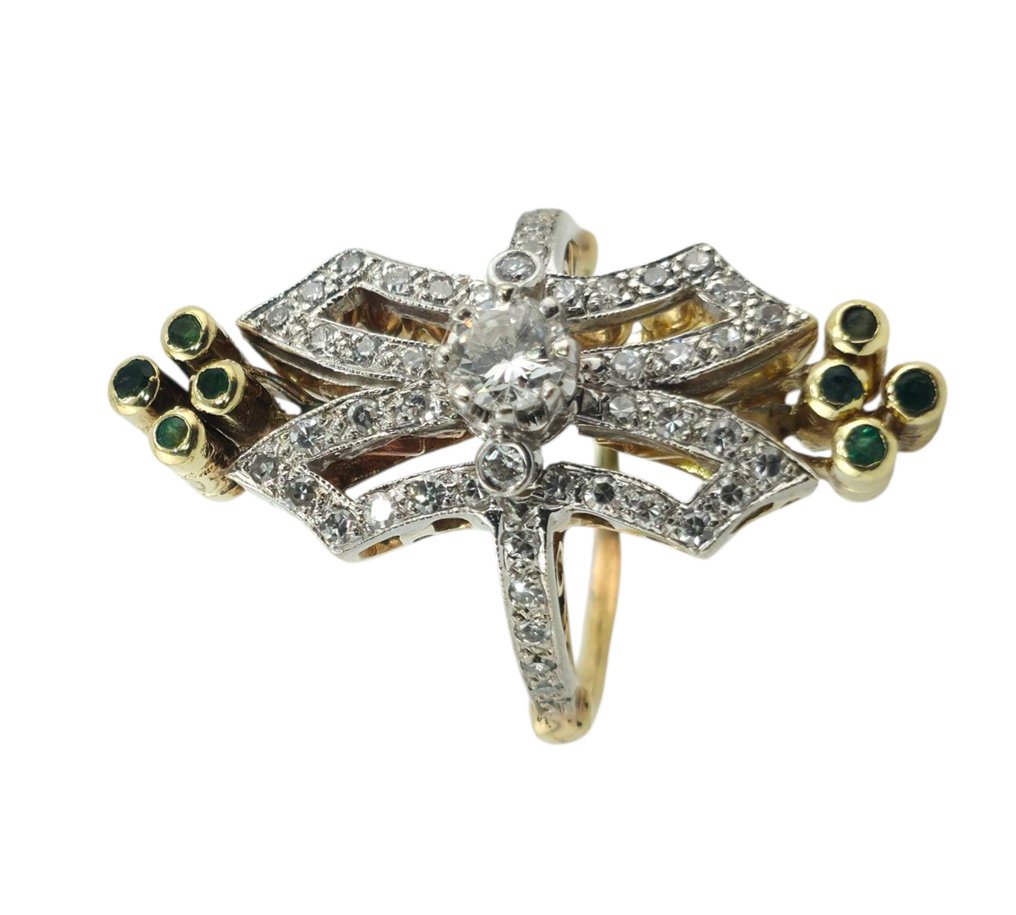 戒指 - 14K包金 黄金, 古董爱德华时代14K黄金和2.56克拉钻石戒指 -  2.56ct. tw. 钻石 (天然)  #1.0