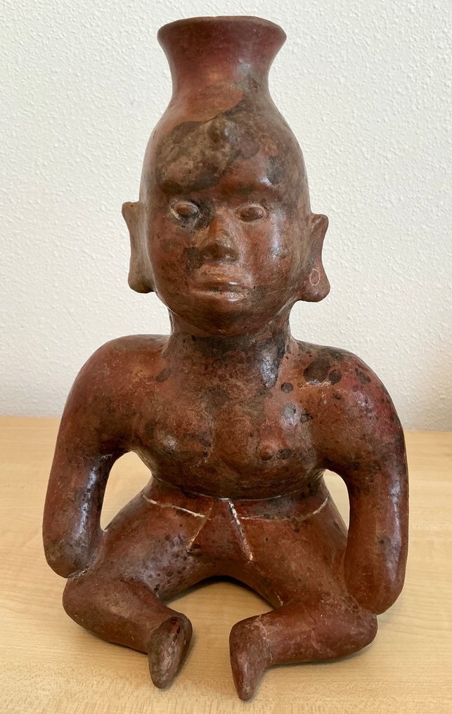前哥伦布时期的科利马坐姿矮小驼背容器 - 墨西哥 - 陶器 图 - 29 cm #1.0