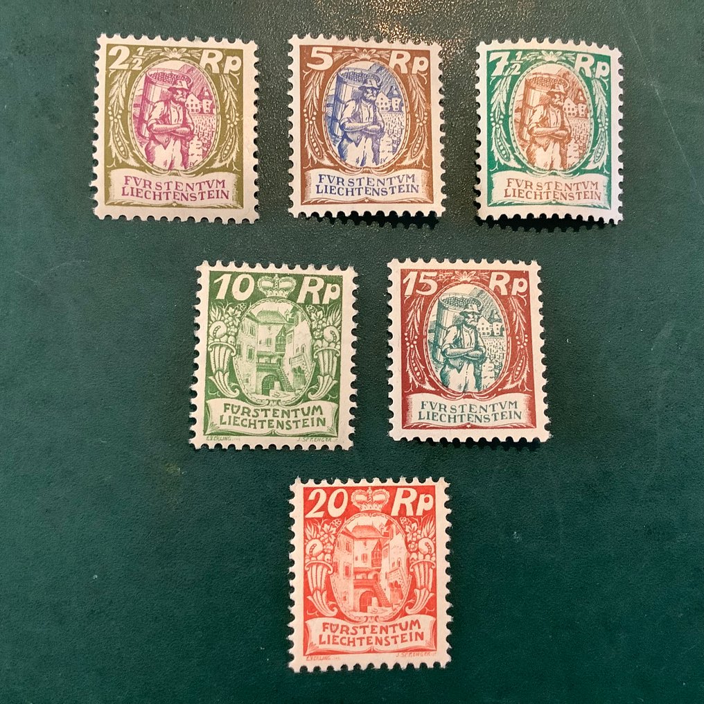 Liechtenstein 1925 - Landschaften und Bauer - Michel 65/70 #3.2