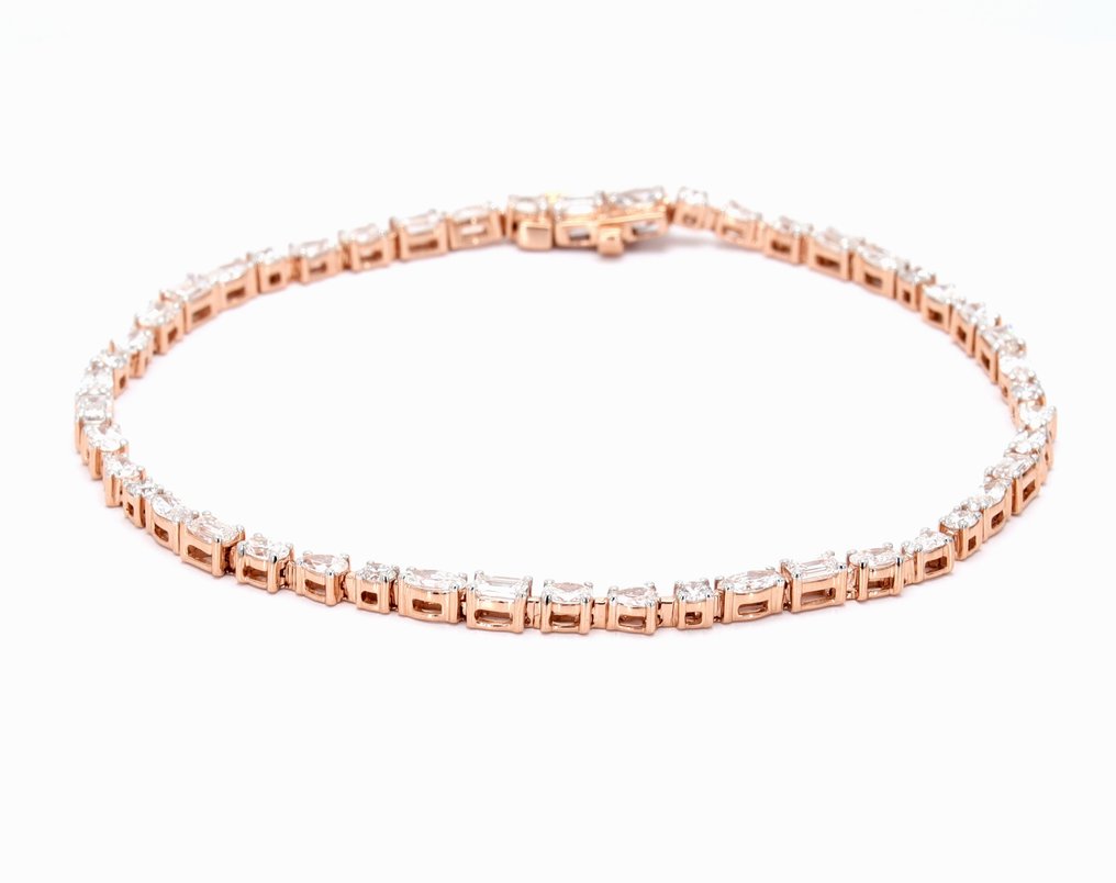 Βραχιόλι - 14 καράτια Ροζ χρυσό - 2.81ct. tw. - Διαμάντι - Βραχιόλι τένις με πολλαπλές κοπές. #3.2
