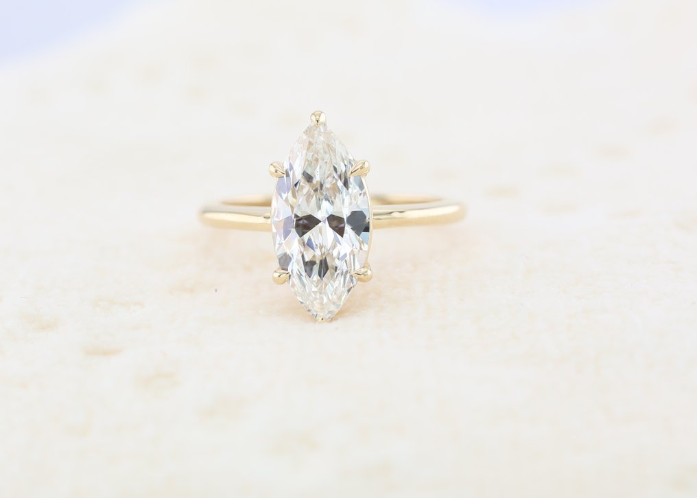 Hääsormus - 14 kt. Keltakulta - 2.20ct. tw. Timantti (Laboratoriossa kasvatettu) - IGI Sertifioitu #1.0