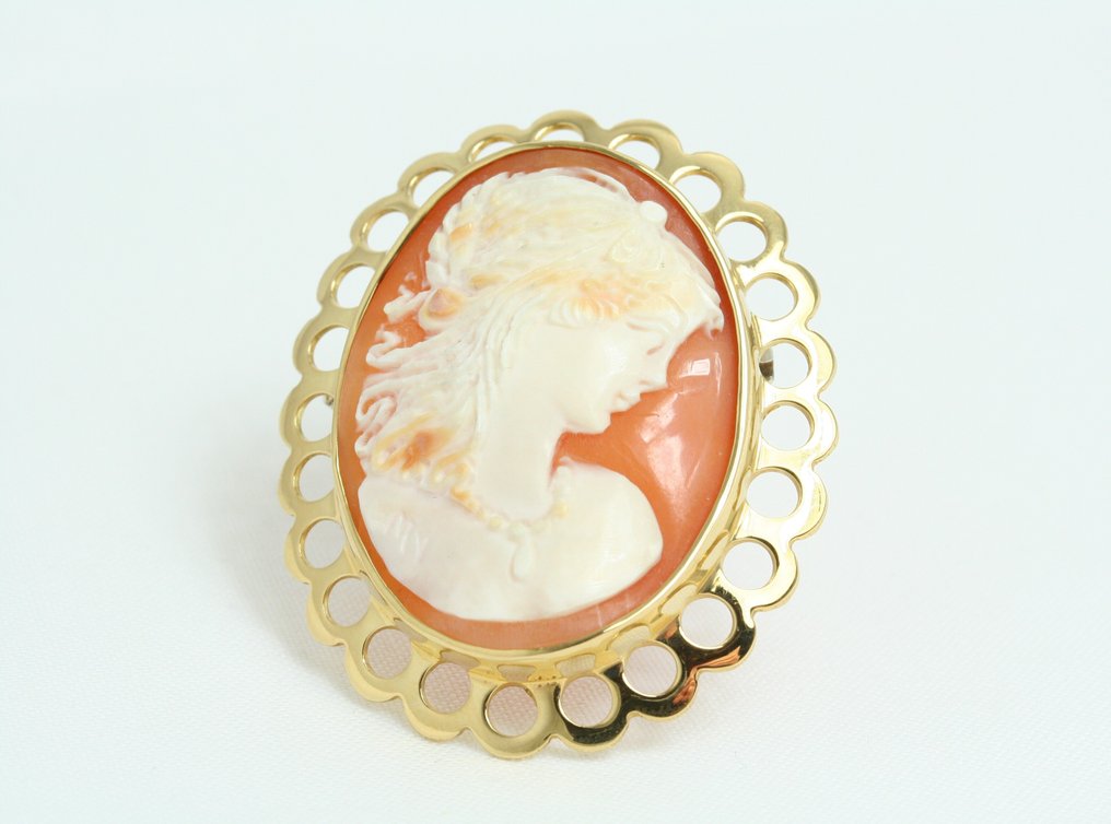 Cameo - 18 kt. Yellow gold Carnelian - Cammeo #1.0