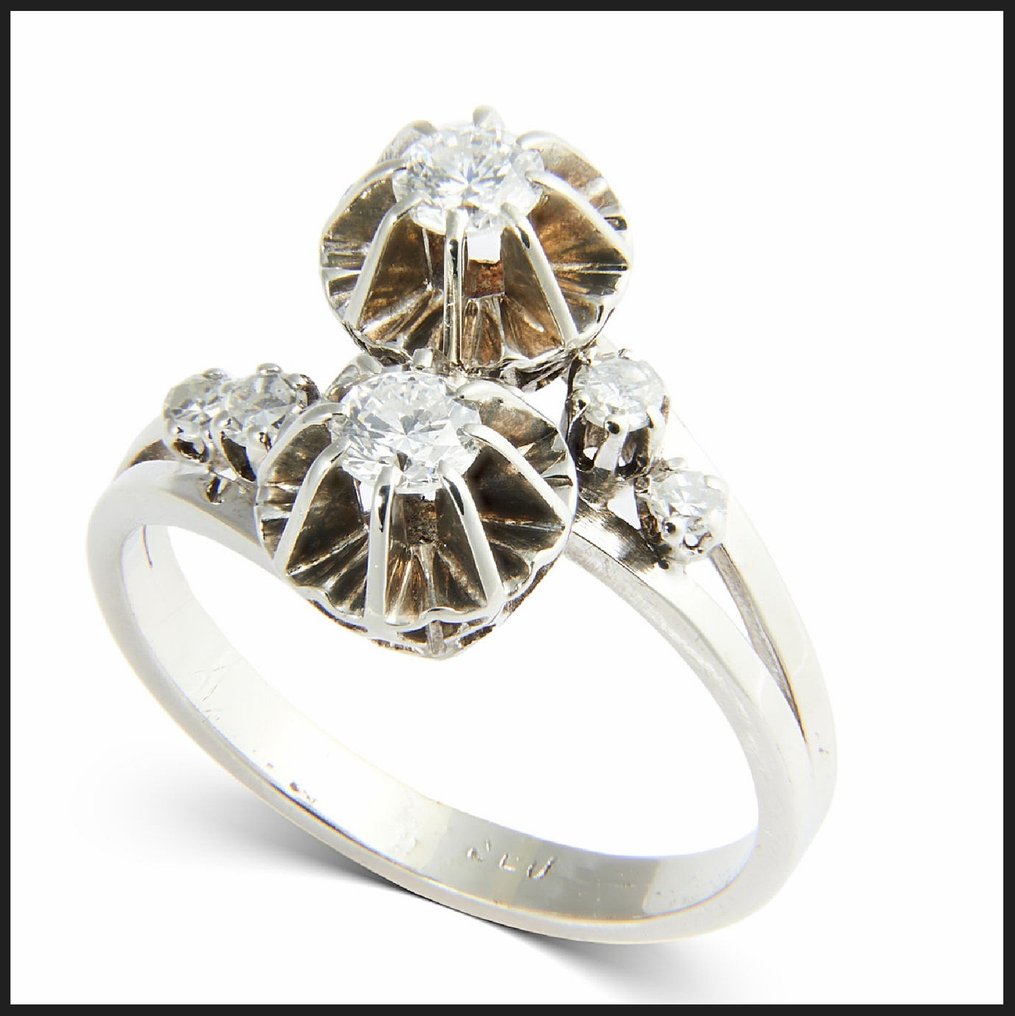 Gyűrű - 18 kt. Fehér arany - 0.50ct. tw. Gyémánt (Természetes) - Double Solitaire RS52 #2.1