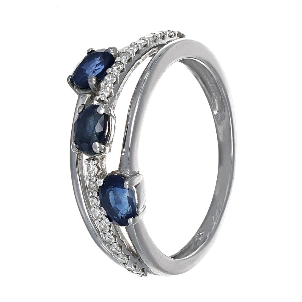 戒指 - 18K包金 黄金 -  0.52ct. tw. 蓝宝石 - 钻石 #3.2