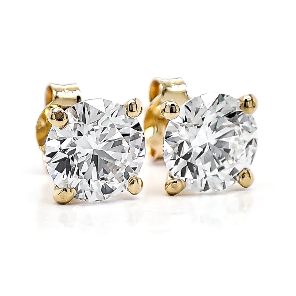 Zonder minimumprijs - Oorbellen - 14 karaat Geel goud - 3.04ct. tw. Diamant (Lab-grown) - IGI Gecertificeerd #2.1