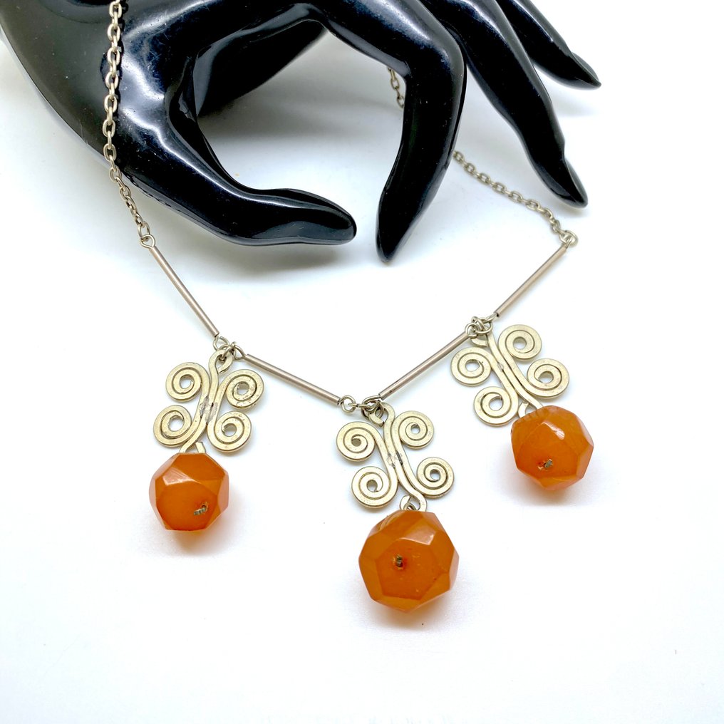 Κολιέ με βαλτικά κέρινα μενταγιόν. - Κεχριμπάρι - Succinite - fossilised pine tree resin (χωρίς τιμή ασφαλείας) #1.0