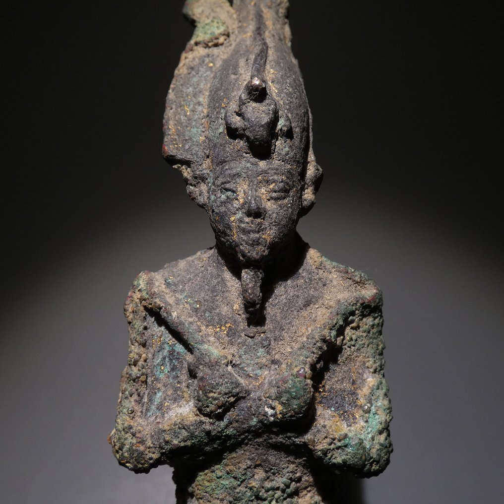 Αρχαία Αιγυπτιακή Μπρούντζος Άγαλμα θεού Osiris. Ύψος 15,5 εκ. Τελευταία Περίοδος, 664 - 332 π.Χ. #1.0
