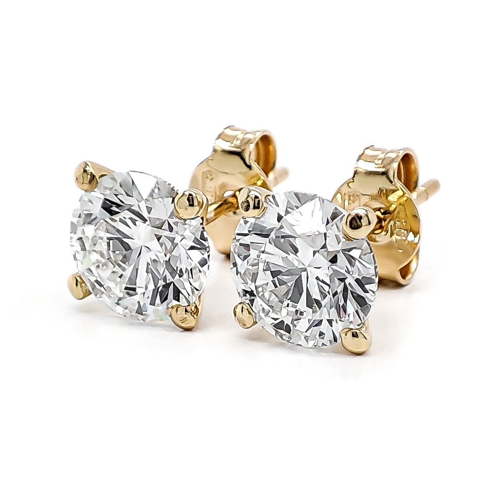 Zonder minimumprijs - Oorbellen - 14 karaat Geel goud - 3.04ct. tw. Diamant (Lab-grown) - IGI Gecertificeerd #1.0