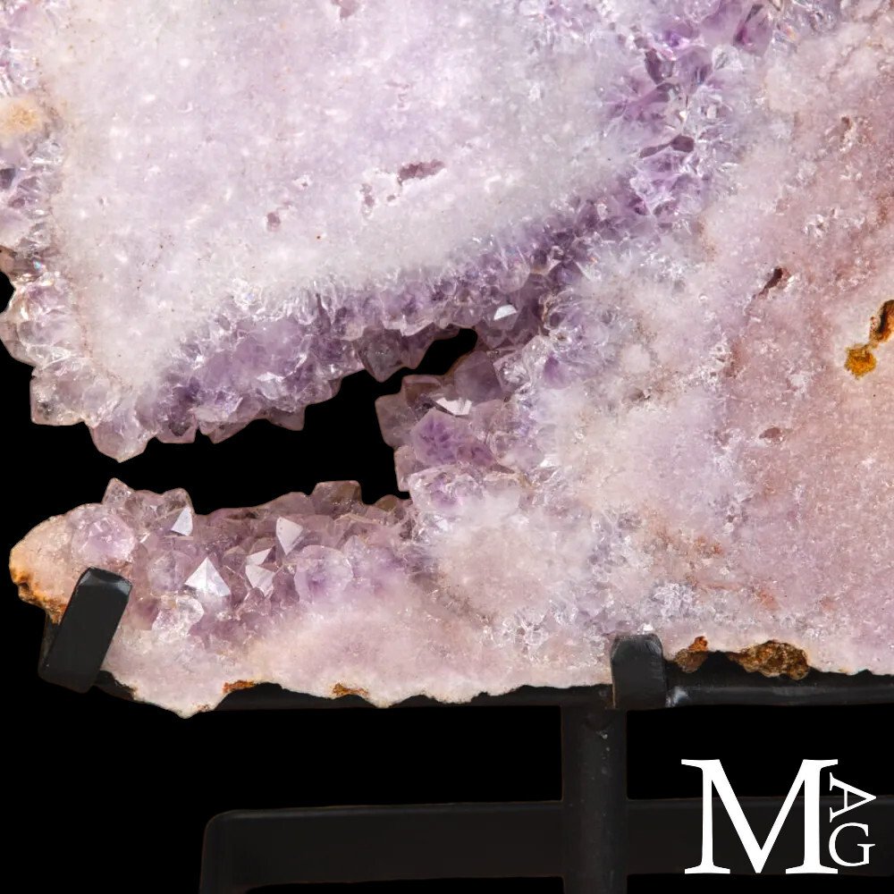Mineral masterpiece - rare pink amethyst quartz druse - amethyst slice - Height: 430 mm - Width: 230 mm- 3410 g #3.2