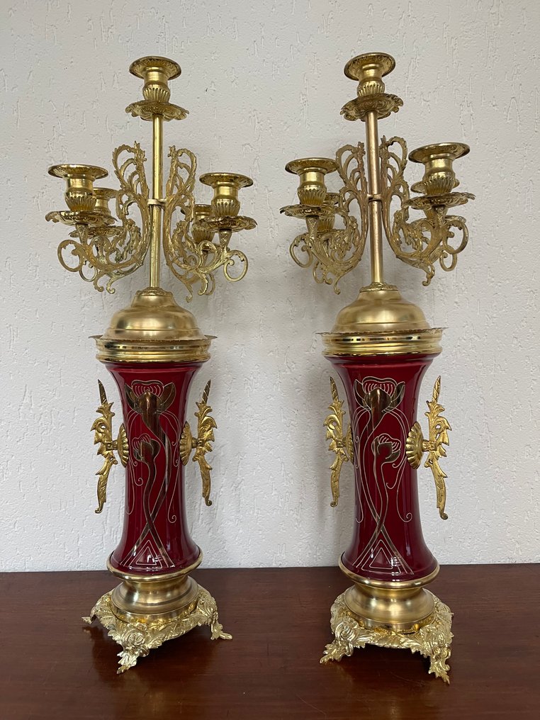 Candleholder (2) - Earthenware, Bronze #1.0