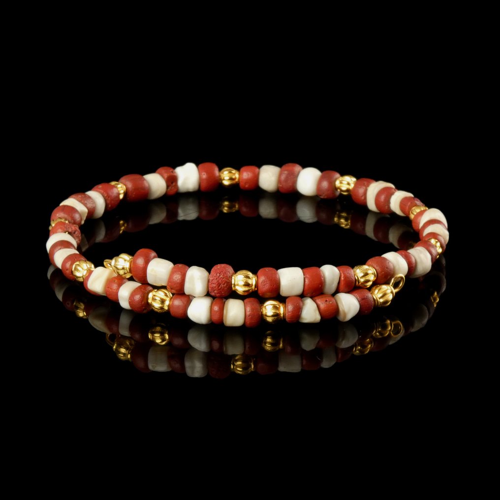 Αρχαίο ρωμαϊκό, Αυτοκρατορικό Βραχιόλι με ρωματικά κόκκινα γυάλινα beads. #1.0