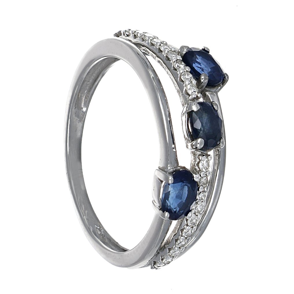 戒指 - 18K包金 黄金 -  0.52ct. tw. 蓝宝石 - 钻石 #1.0