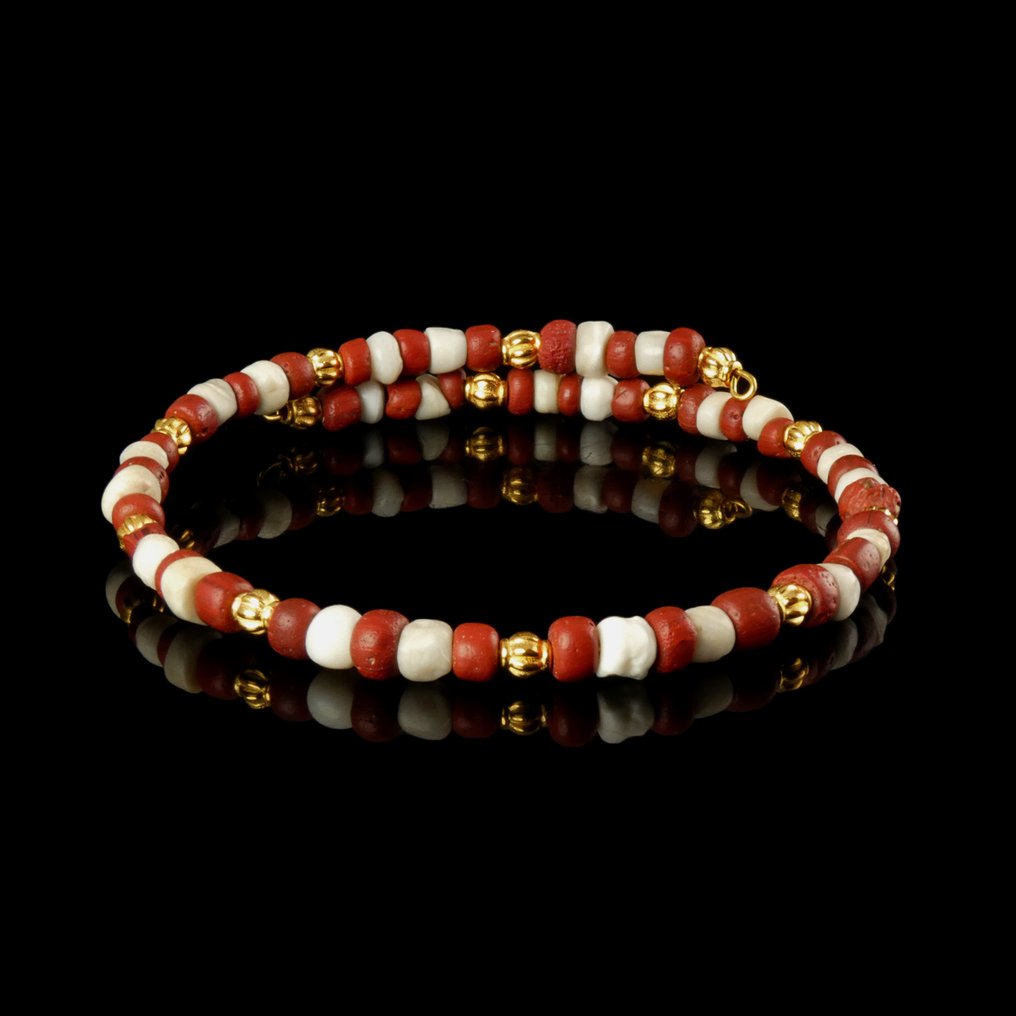 Αρχαίο ρωμαϊκό, Αυτοκρατορικό Βραχιόλι με ρωματικά κόκκινα γυάλινα beads. #1.0