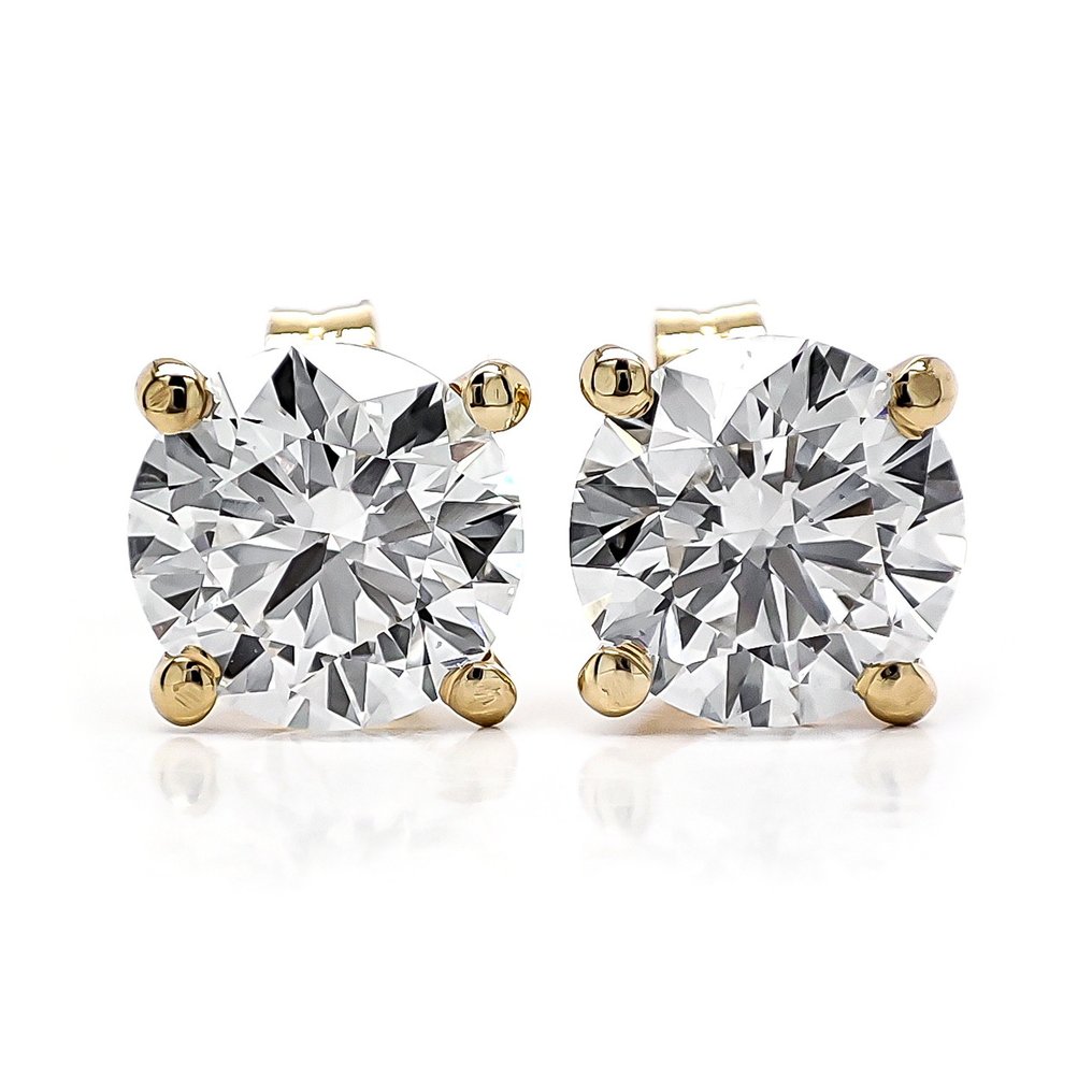 Zonder minimumprijs - Oorbellen - 14 karaat Geel goud - 3.04ct. tw. Diamant (Lab-grown) - IGI Gecertificeerd #1.0